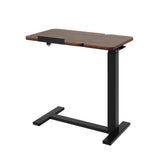 Garvee Mesa Auxiliar Ajustable y Compacta Escritorio Móvil Ergonómico Elevación Neumática y Ruedas Ocultas Estructura Robusta para Cama Nogal