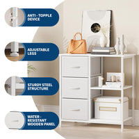 Garvee Archivador de 3 Cajones con Estantes Abiertos Soporte para Impresora Marco de Acero Blanco para Oficina y Hogar Diseño Moderno