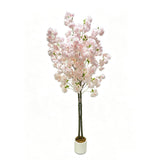 Garvee Arbol Artificial de Cerezo Realista de Doble Tronco Decorativo con Maceta, 180 cm Rosa Claro