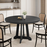 Garvee Mesa de Comedor Redonda de Madera para 4 Personas con Base Robusta de 4 Patas 120cm Negro