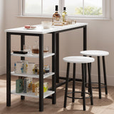 Garvee Juego Compacto de Mesa de Bar y 2 Sillas con 3 Estantes de Almacenamiento Diseño Moderno para Apartamentos Pequeños Negro