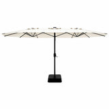 Garvee Sombrilla doble rectangular para jardín 4,6 m - manivela - 12 varillas de acero - lona de poliéster con protección UV y resistente al viento - con base, para patio/terraza - Color: Khaki 210PA - Khaki 210Pa