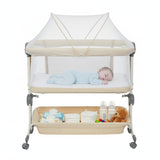 Garvee Cuna Colecho Portátil 3 en 1 para Bebé, Minicuna de Viaje Plegable con Mosquitera, Función Antirreflujo y Altura Ajustable, Caqui - Caqui