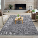 Garvee Alfombra Lavable de Poliéster con Base TPR Estilo Persa Clásico para Salón 200x290cm Gris