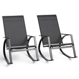 Garvee Set de 2 Sillas Mecedoras de Hierro y Textilene Resistentes a la Intemperie para Exterior 150 kg por Silla Gris