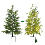 Garvee Árbol de Navidad Artificial Ciprés Realista con Luces LED para Decoración Interior y Exterior 90cm - Verde x 2