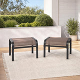 Garvee Set de 2 Taburetes Apilables para Jardín y Piscina Estructura Metálica y Tejido Transpirable Reposapiés Exterior Marrón Claro