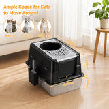 Garvee Caja de Arena XL para Gatos de Acero Inoxidable Diseño de Cajón Doble Capa Fácil de Limpiar 60x40x43cm Gris