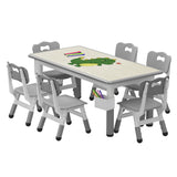 Garvee Juego de Mesa y 6 Sillas Infantiles Ajustables con Patas Antideslizantes 120x60cm Gris Claro