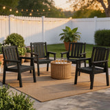 Garvee Juego de 4 Sillas de Comedor de Exterior de HDPE y Aluminio Asiento Ancho y Ergonómico Negro