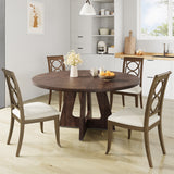 Garvee Mesa de Comedor Redonda de MDF de 120cm Base Resistente para 4 a 6 Personas Marrón Rojizo