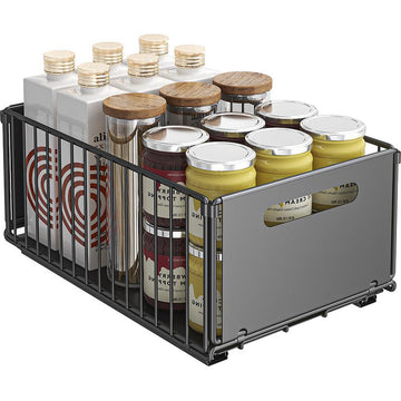 Garvee Telescopic Cajón Cabinet Organizer Sliding Storage Basket No Drilling Kitchen Pantry 7.5x14.7x9.6in