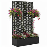 Garvee Jardinera Elevada de Acero al Carbono Resistente con Enrejado Integrado y Orificios de Drenaje, 112x180x41 cm Negro Diseno Cuadrado - Negro