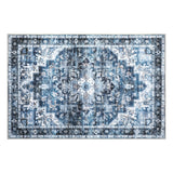 Garvee Alfombra Lavable Efecto Cachemira con Base TPR Estilo Persa para Salón 120x170cm Azul