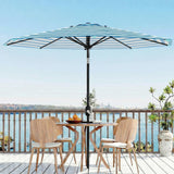 Garvee Parasol de Jardín UPF 50+ Doble Ventilación 8 Varillas de Fibra de Vidrio Inclinable con Manivela para Terraza o Piscina 2.7m Azul y Blanco