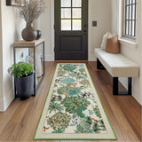 Garvee Alfombra Lavable de Poliéster Efecto Cachemira Diseño Floral Pastoral para Salón 200x290cm Beige
