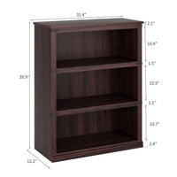 Garvee Librería Vintage de 3 Niveles con Estructura Robusta de Gran Capacidad para Lectores en Oficina o Salón 80x30x101cm Color Cerezo
