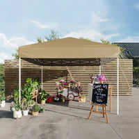 Garvee Carpa Plegable 300x300 cm Toldo Exterior Impermeable con Altura Ajustable y Estructura Metálica Caqui