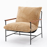 Garvee Sillon Individual Extra Amplio Tapizado en Pana Gruesa con Asiento Suave Comodo y Estructura Metalica, Caqui