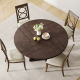 Garvee Mesa de Comedor Redonda de MDF 120 cm Base Resistente para 4 a 6 Personas Marrón Rojizo - Marrón rojizo
