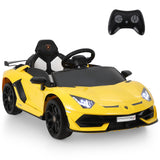 Garvee Vehículo Eléctrico Infantil 12V Potente Doble Motor Puertas Hidráulicas MP3 y Claxon Amarillo - Amarillo