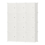 Garvee Armario Modular de Almacenamiento de 12 Cubos Estantería Organizadora de Plástico y Metal para Salón o Dormitorio Blanco