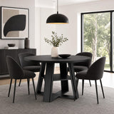 Garvee Mesa de Comedor Redonda de MDF para 2 a 4 Personas Color Negro Relieve