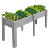 Garvee Jardinera Elevada de Madera con Gran Capacidad Patas Ganchos y Forro de Tela 183x58x76cm Gris - Gris