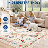 Garvee Alfombra Lavable Antideslizante para Salón y Dormitorio Pelo Corto Suave Diseño Animal Decorativo para Habitación Infantil 160x230cm Beige