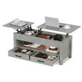 Garvee Mesa de Centro Elevable de Madera con Almacenamiento Oculto para Sala de Estar Gris