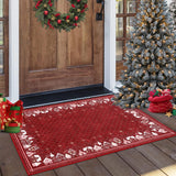 Garvee Felpudo Navideno de Poliester Suave Lavable a Maquina Plegable Antideslizante y Resistente, 60x100 cm Rojo