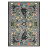 Garvee Alfombra de Área Lavable Antideslizante Diseño Gótico Floral de Gato Suave Pelo Corto para Salón o Habitación Infantil 160x230cm Gris
