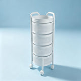 Garvee Carrito Organizador Redondo de Cocina en Acero al Carbono Reforzado Movil con Ruedas Giratorias y Cuatro Niveles, Blanco