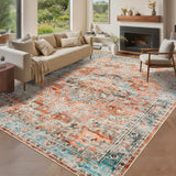 Garvee Alfombra Lavable Efecto Cachemira con Base TPR Estilo Persa Antideslizante para Salón 120x170cm Terracota