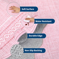 Garvee Alfombra Lavable con Borde Ondulado y Patrón Cuadros Rosa 160x230cm, Antideslizante TPR 1200gsm, Suave Fácil Limpieza para Salón Dormitorio y Oficina