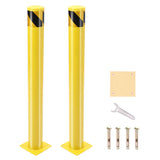 Garvee Set de 4 Bolardos de Seguridad de Acero Resistente Postes Extraíbles de 91cm con Franjas Amarillas y Negras para Gestión de Tráfico
