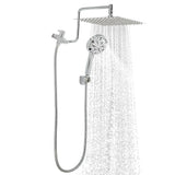 Garvee Set de Ducha de Doble Cabezal con Barra de Extensión en Forma de L Superior para Baño