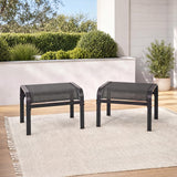 Garvee Set de 2 Otomanas de Exterior Apilables, Tela Textilene Gris y Estructura Metálica Antióxido, Multifunción 4 en 1 para Terraza Jardín y Piscina - Gris