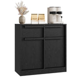 Garvee Aparador Buffet Moderno de PB con 2 Puertas y Tiradores de Madera para Comedor Negro