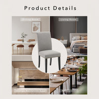 Garvee Juego de 4 Sillas de Comedor Parsons Tapizadas en Lino Gris con Tachuelas, Asiento Acolchado y Patas de Madera de Caucho, para Cocina y Restaurante