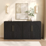 Garvee Aparador Buffet Pequeño de Tablero de Partículas con Diseño Arqueado para Comedor Negro