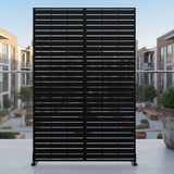 Garvee Biombo Separador de Exterior de Acero con 3 Paneles Diseño Louver para Jardín o Terraza 120x55x180cm Negro