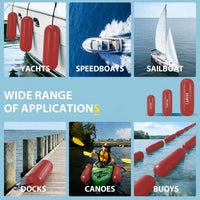 Garvee Protectores para Barcos 4 Piezas 25x71 cm Centro Acanalado PVC Resistente con Líneas de Amarre y Bomba para Amarre y Muelles Rojo