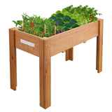 Garvee Macetero Elevado de Madera Robusta con Patas y Ganchos Incluye Forro No Tejido 119x76x57cm Roble - Marrón Roble