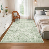 Garvee Alfombra Boho Lavable y Plegable Tacto Suave Imitación Cachemira Antideslizante 200x290cm Verde - Rosa