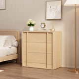 Garvee Cómoda Moderna de MDF Compacta con 3 Cajones Espaciosos Tirador Vertical y Diseño Resistente para Comedor o Salón Color Madera