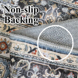 Garvee Alfombra Lavable de Poliéster con Base TPR Estilo Persa Floral para Salón 160x230cm Azul