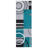 Garvee Alfombra de Salón Geométrica Lavable Pelo Corto Resistente y Antideslizante 60x230cm Azul Verde - Verde azulado