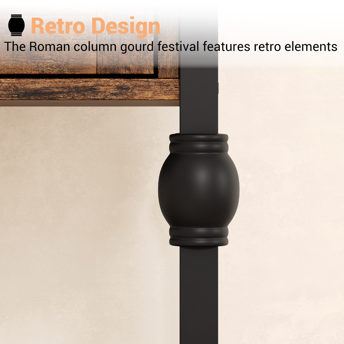Garvee Mesita de Noche Rústica con Cajón de Almacenamiento y Estante Inferior Mesa Auxiliar Resistente de MDF y Metal Color Vintage