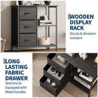 Garvee Archivador de 3 Cajones de Tela con Estantes Abiertos Soporte para Impresora Mueble Auxiliar de Oficina Negro